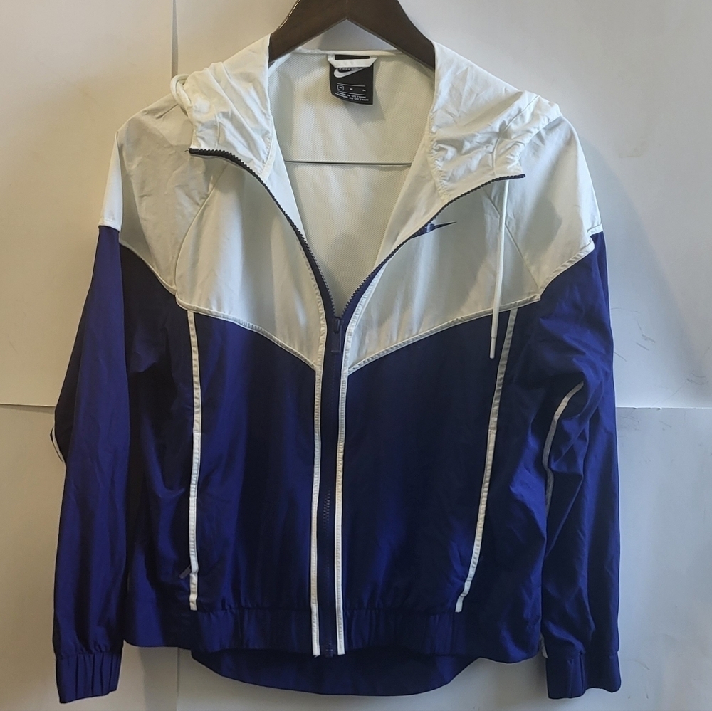 NIKE Track Jacket,Women's, Navy‎ Blue/White, Wind Breaker, Size M